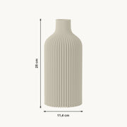 Evren - Verticaal Geribbelde Organische Vaas — maat (creme-25cm)