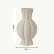 Galen - Gegroefde Sculpturale Moderne Vaas — maat (creme-25cm)