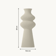 Merit - Gegroefde Tapse Dubbelbollige Moderne Vaas — maat (creme-25cm)