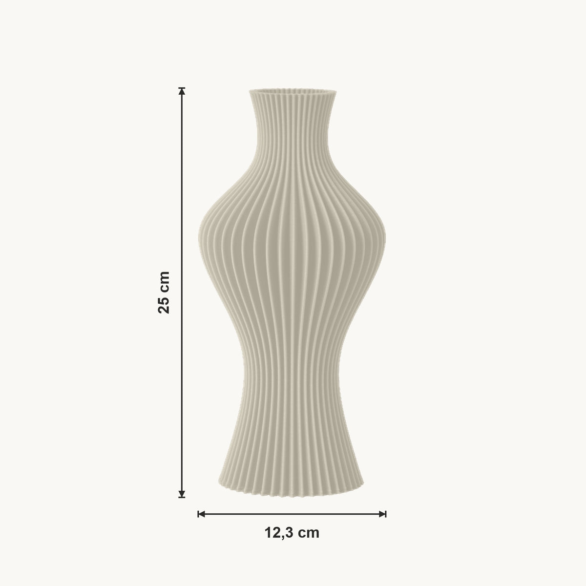 Flint - Gegroefde Sculpturale Moderne Vaas — maat (creme-25cm)