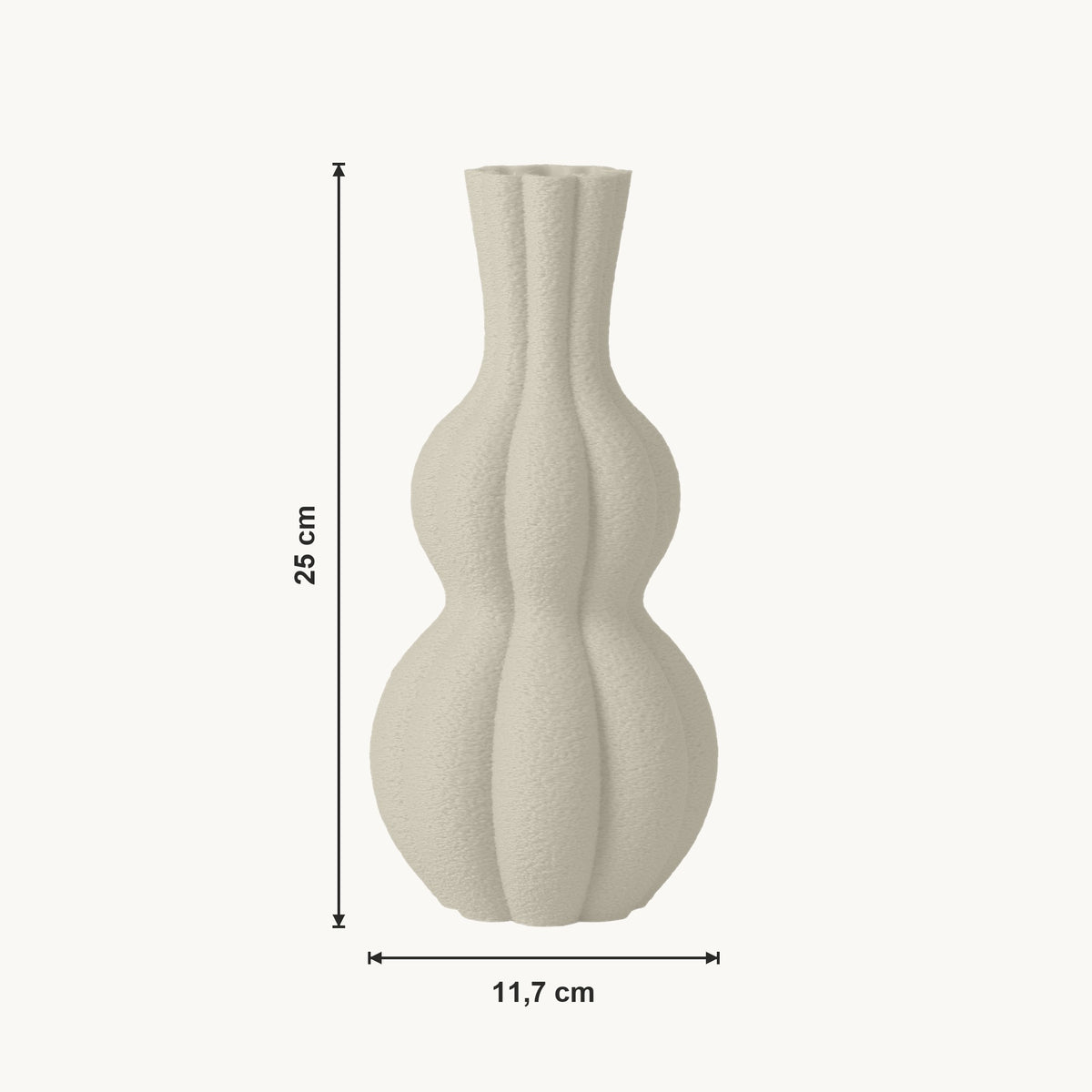 Ember - Geribbelde Organische Sculpturale Vaas — maat (creme-25cm)