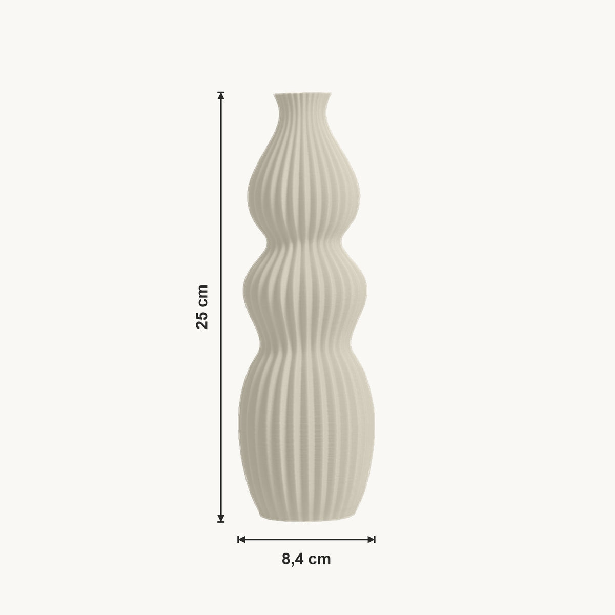 Isola - Geribbelde Golvende Sculpturale Moderne Vaas — maat (creme-25cm)