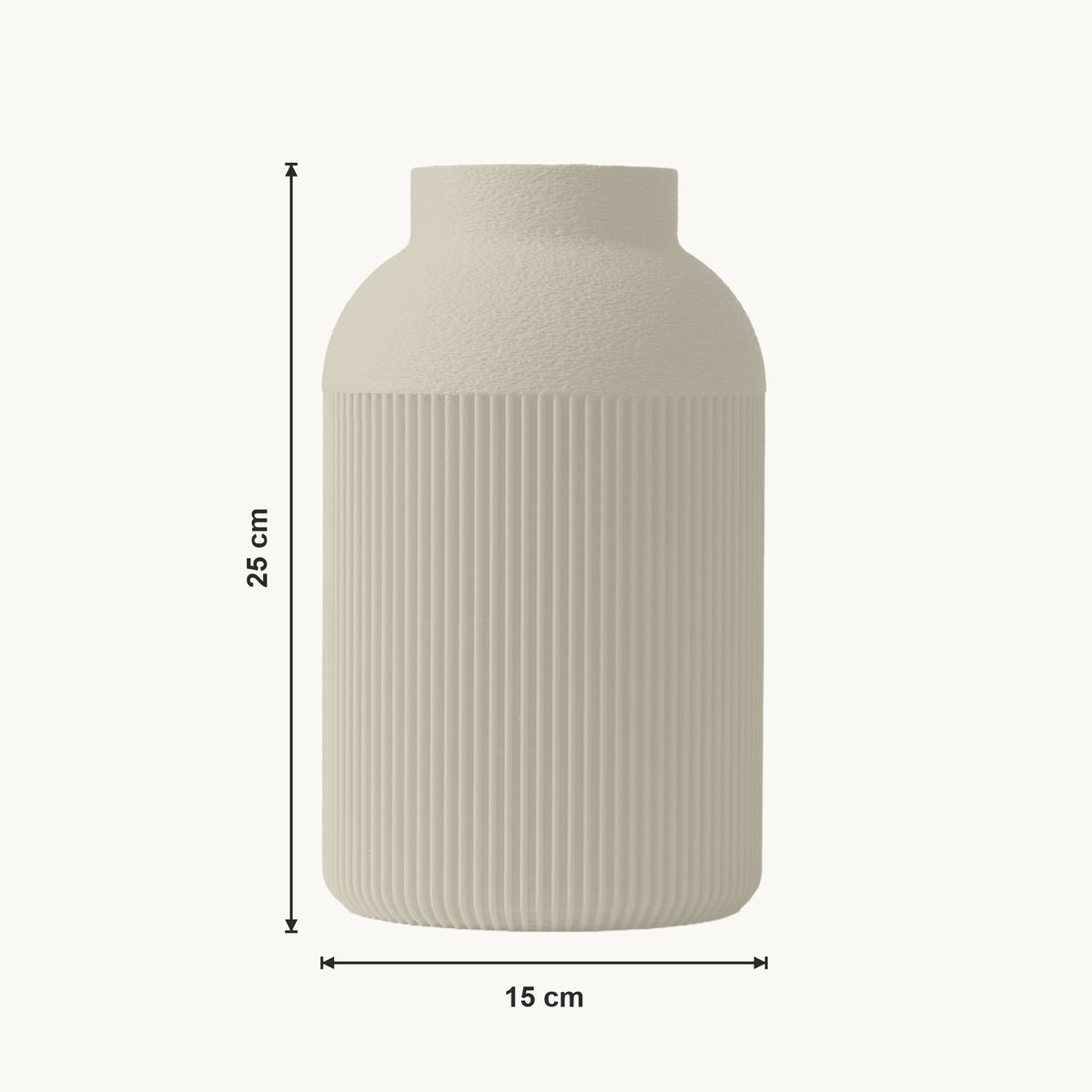 Paxon - Geribbelde Slanke Moderne Vaas — maat (creme-25cm)