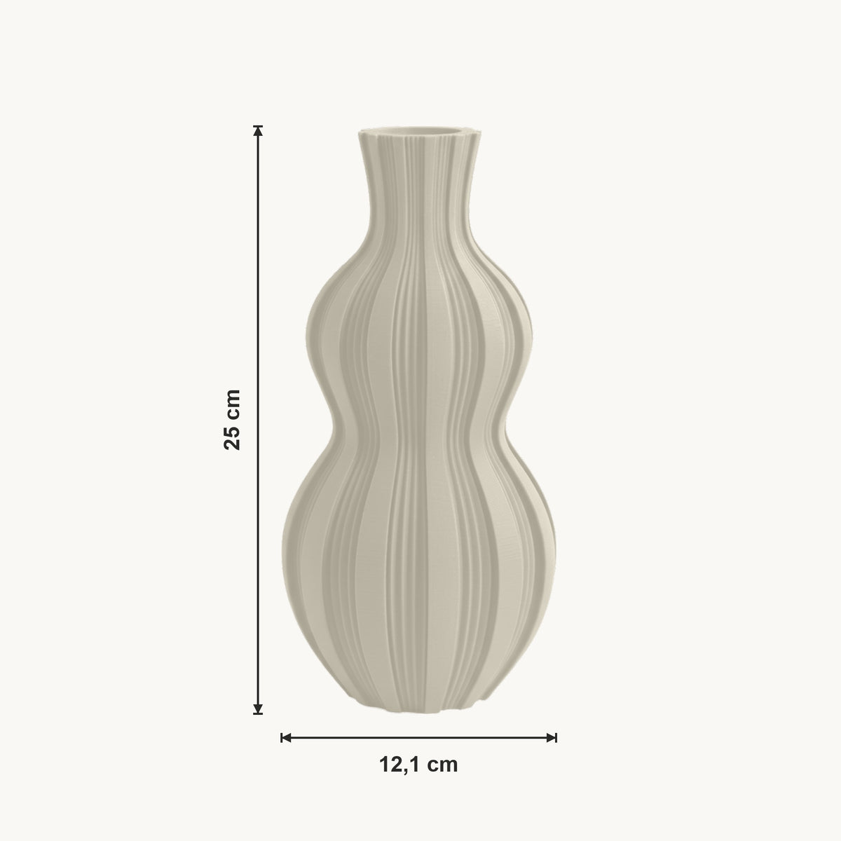 Jorik - Golvend Geribbeld Silhouet Moderne Vaas — maat (creme-25cm)