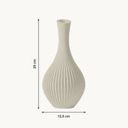 Elori - Gegroefde Taps Toelopende Organische Vaas — maat (creme-25cm)