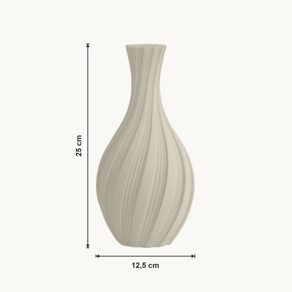Lumi - Spiraal Geribbelde Sculpturale Design Vaas — maat (creme-25cm)
