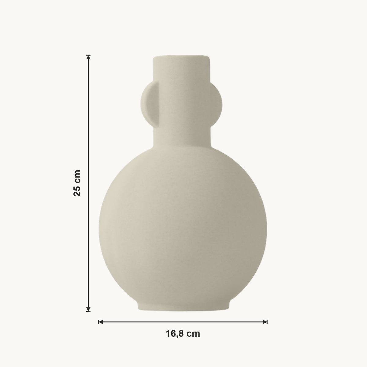 Nessa - Bolvormige Taps Sculpturale Moderne Vaas — maat (creme-25cm)