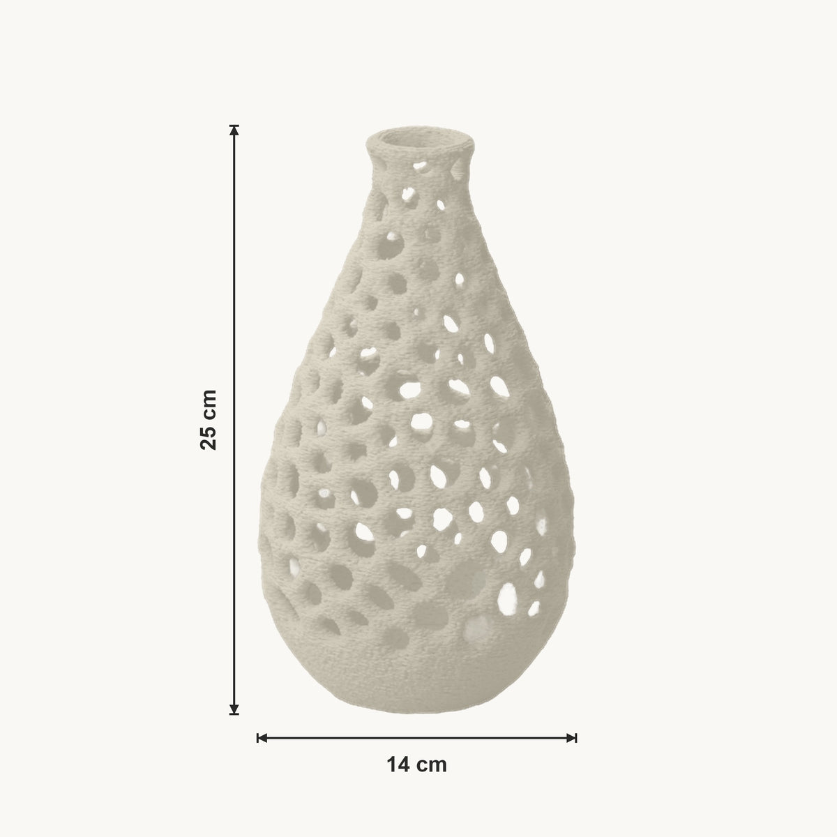 Liva - Geperforeerde Organische Sculpturale Vaas — maat (creme-25cm)
