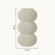 Elin - Gestapelde Ribbelige Organische Vaas — maat (creme-25cm)