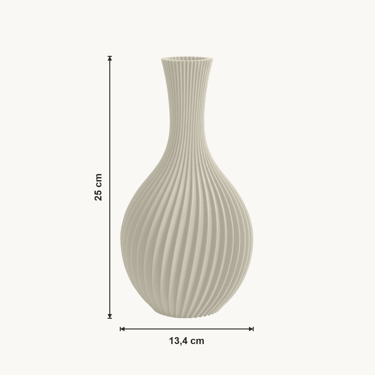 Iris - Spiraal Geribbelde Sculpturale Vaas — maat (creme-25cm)