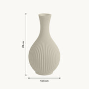 Caden - Geribbelde Taps Toelopende Moderne Vaas — maat (creme-25cm)