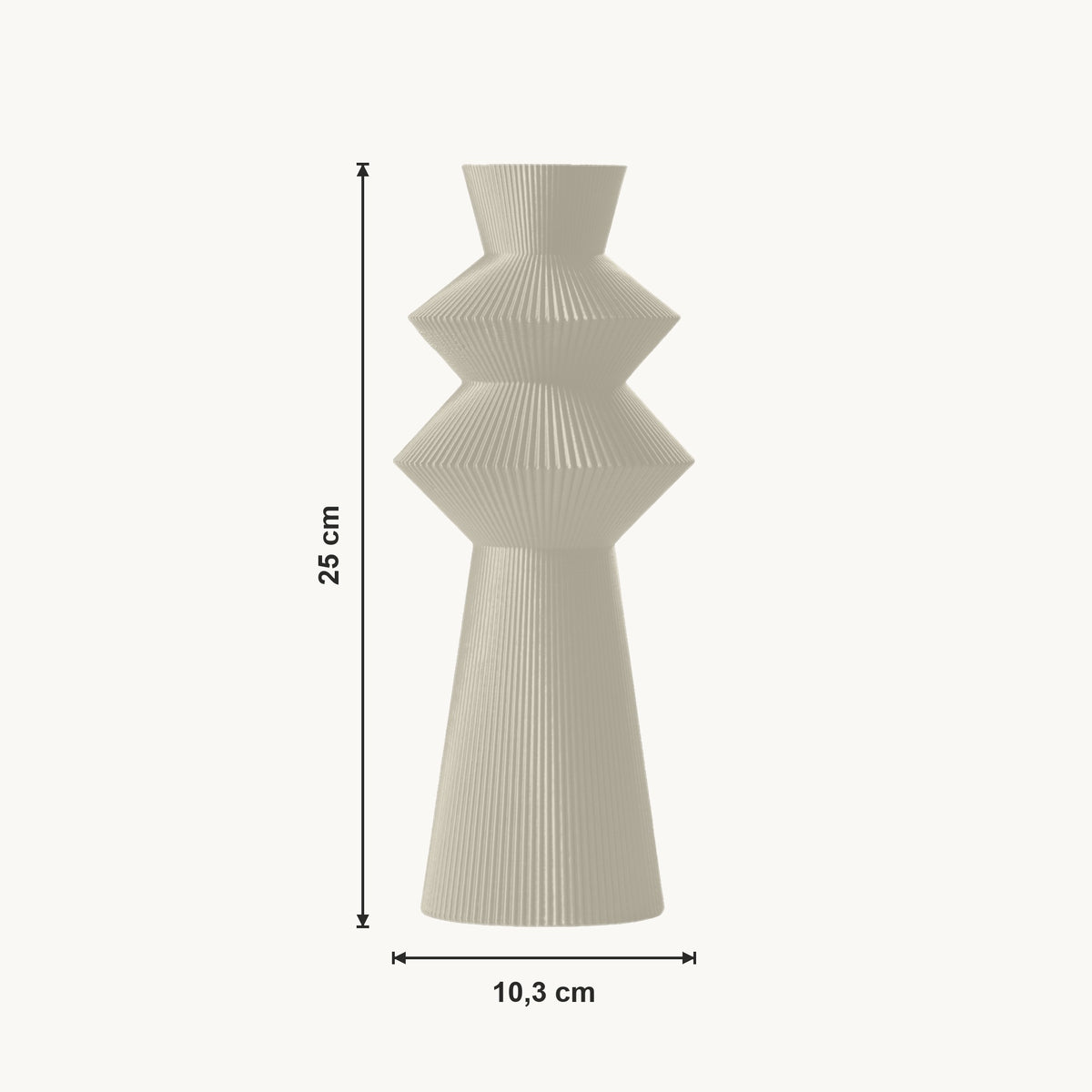 Neron - Gefacetteerde Geribbelde Geometrische Vaas — maat (creme-25cm)