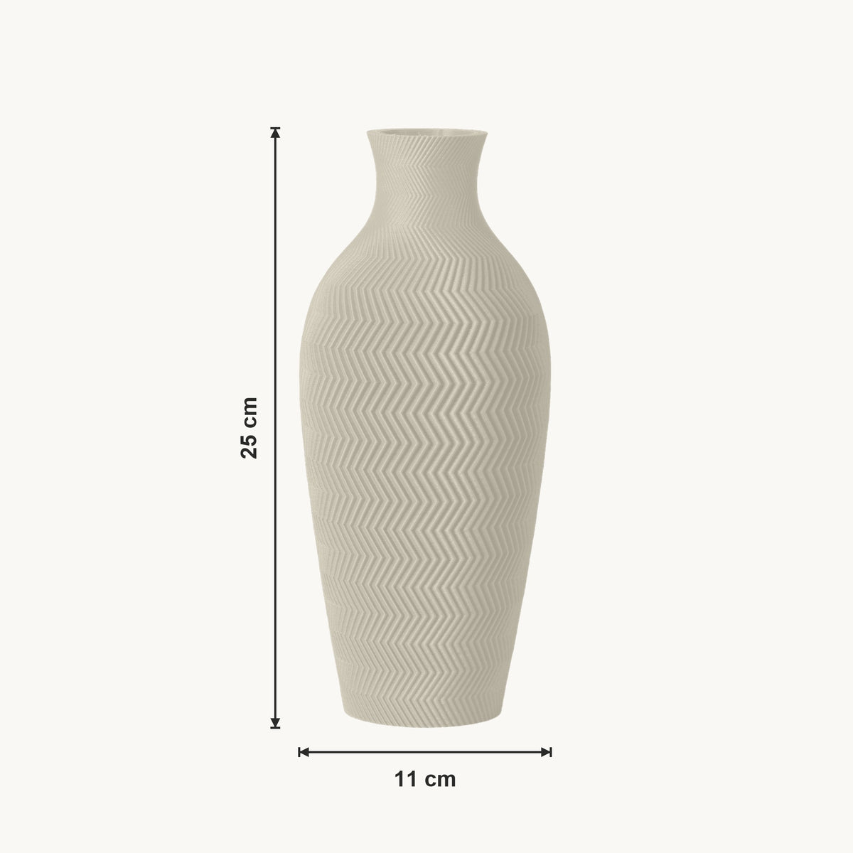 Aluna - Zigzag Taps Sculpturale Vaas — maat (creme-25cm)