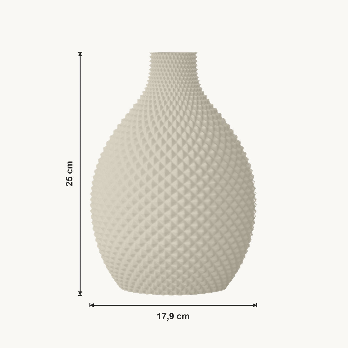 Tessa - Facetrijke Bolle Sculpturale Vaas — maat (creme-25cm)