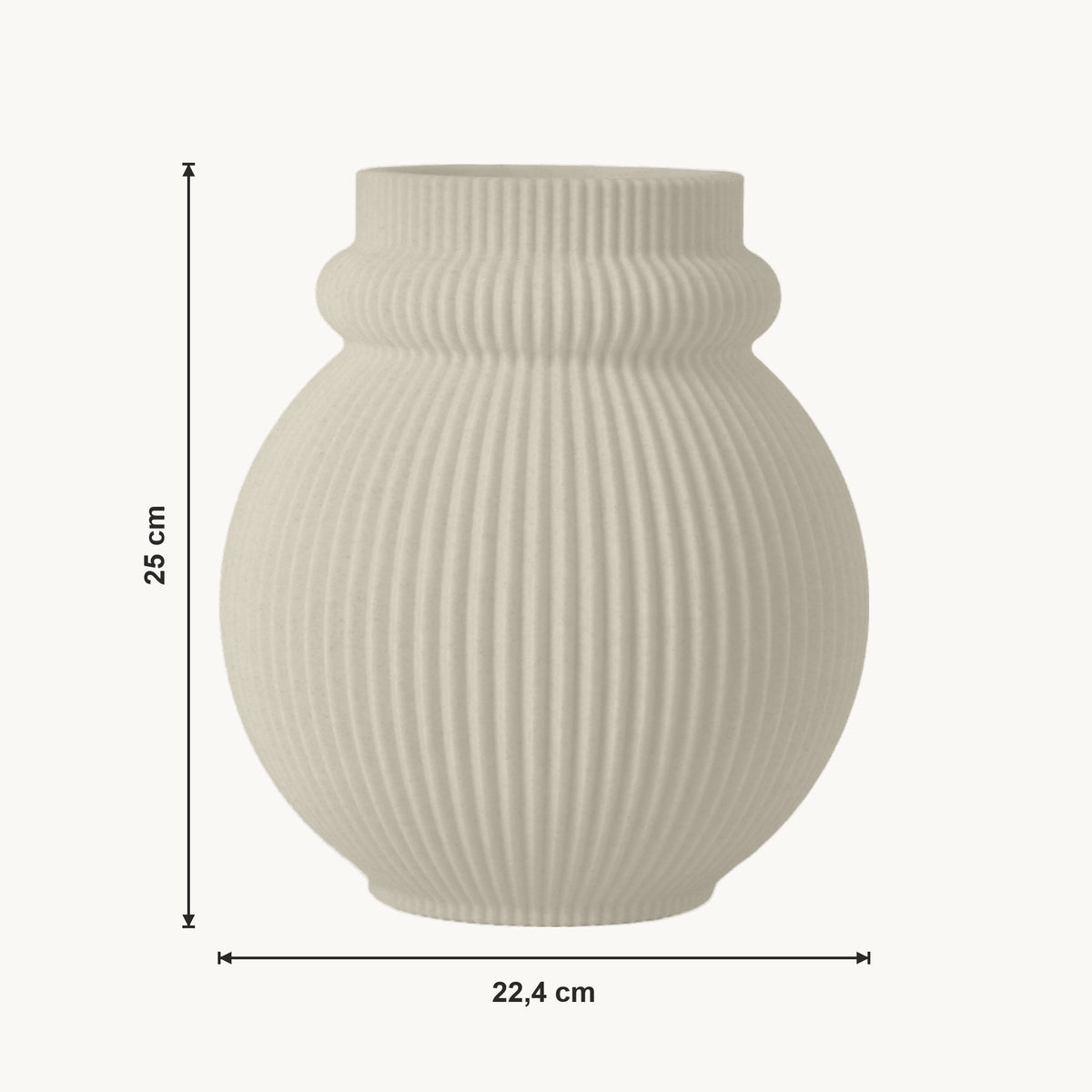 Karin - Geribbelde Volle Organische Vaas — maat (creme-25cm)