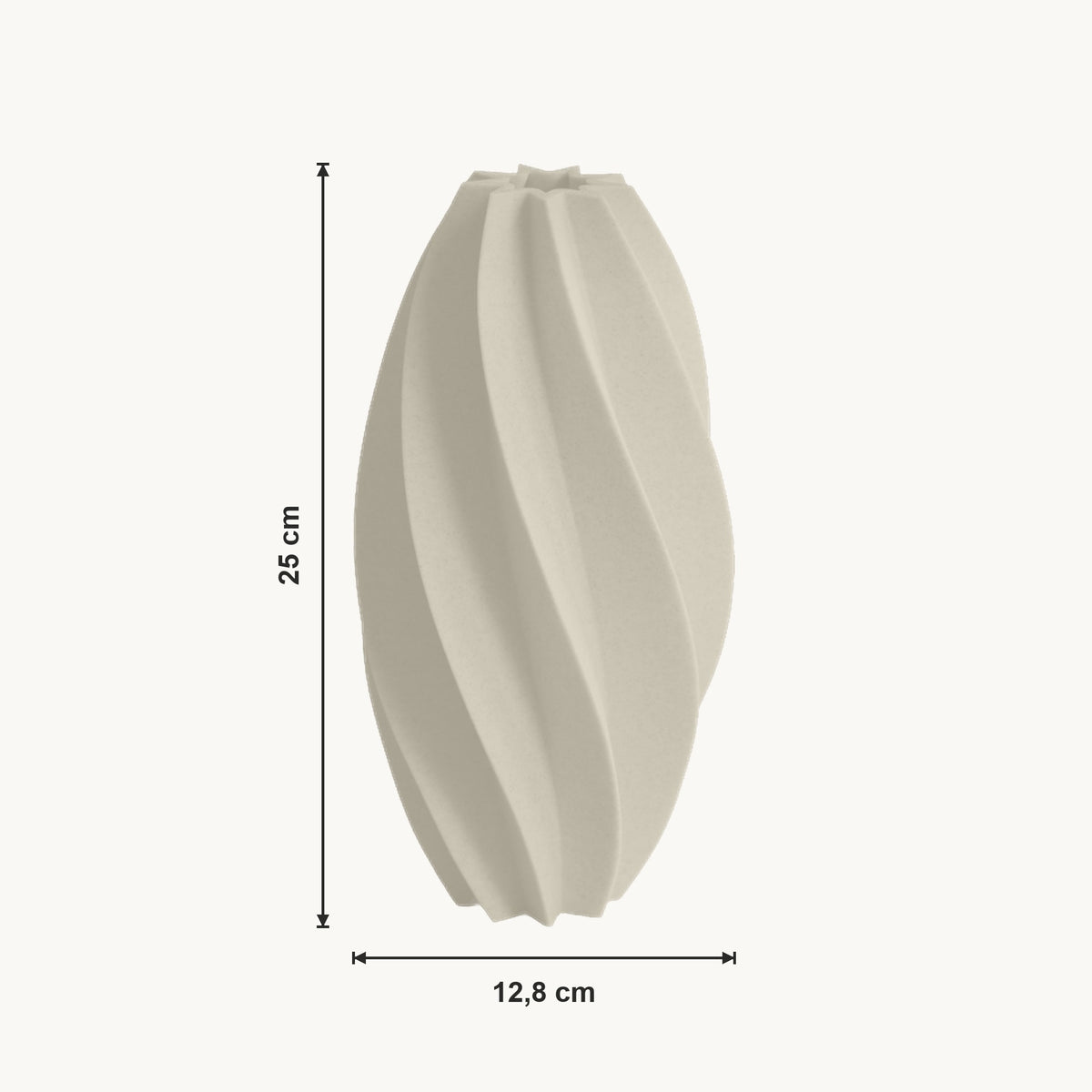 Ceris - Spiraalvormige Geribbelde Sculpturale Vaas — maat (creme-25cm)