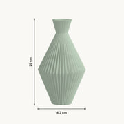 Arden - Geribbelde Facetten Geometrische Sculpturale Vaas — maat (salie-20cm)