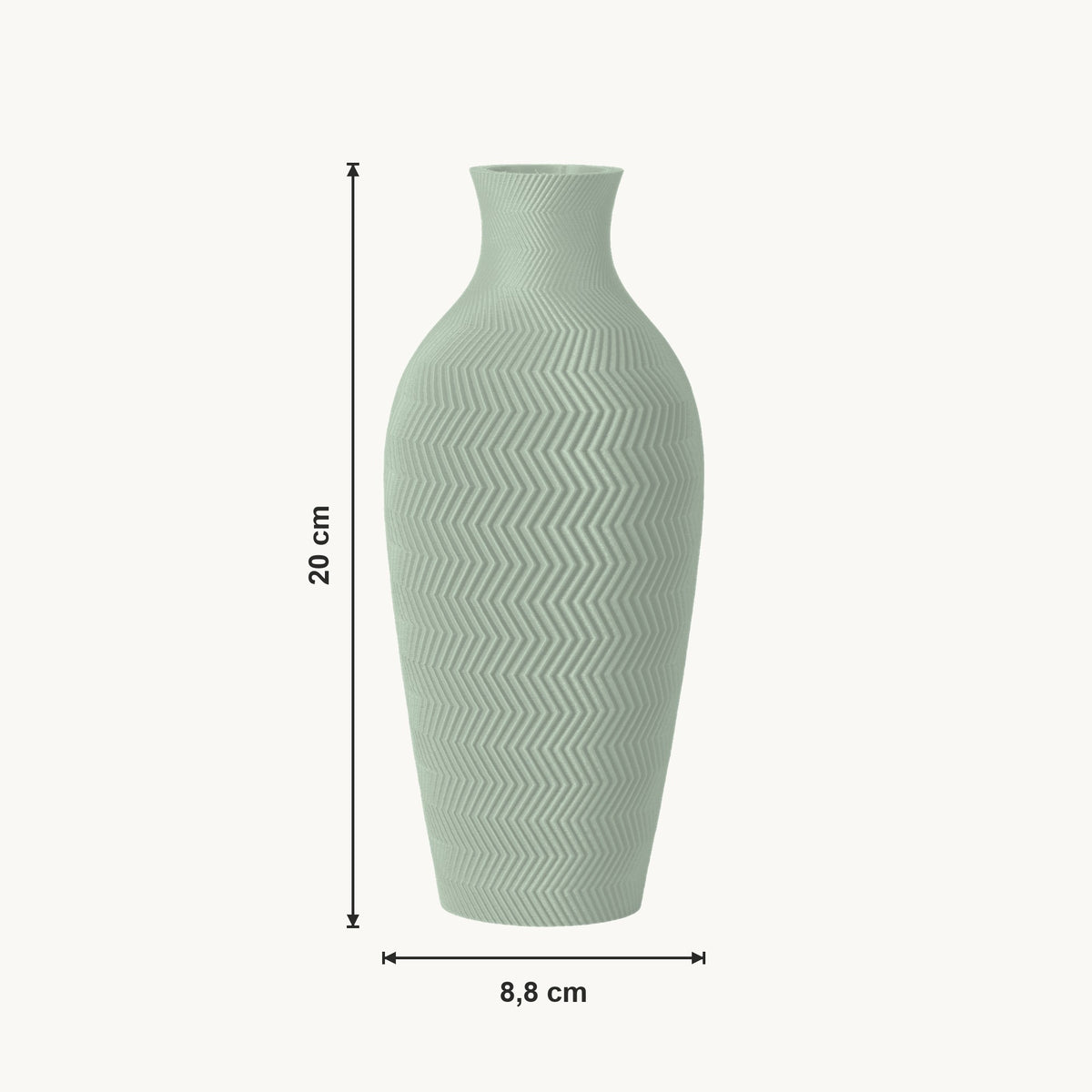 Aluna - Zigzag Taps Sculpturale Vaas — maat (salie-20cm)