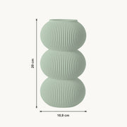 Elin - Gestapelde Ribbelige Organische Vaas — maat (salie-20cm)