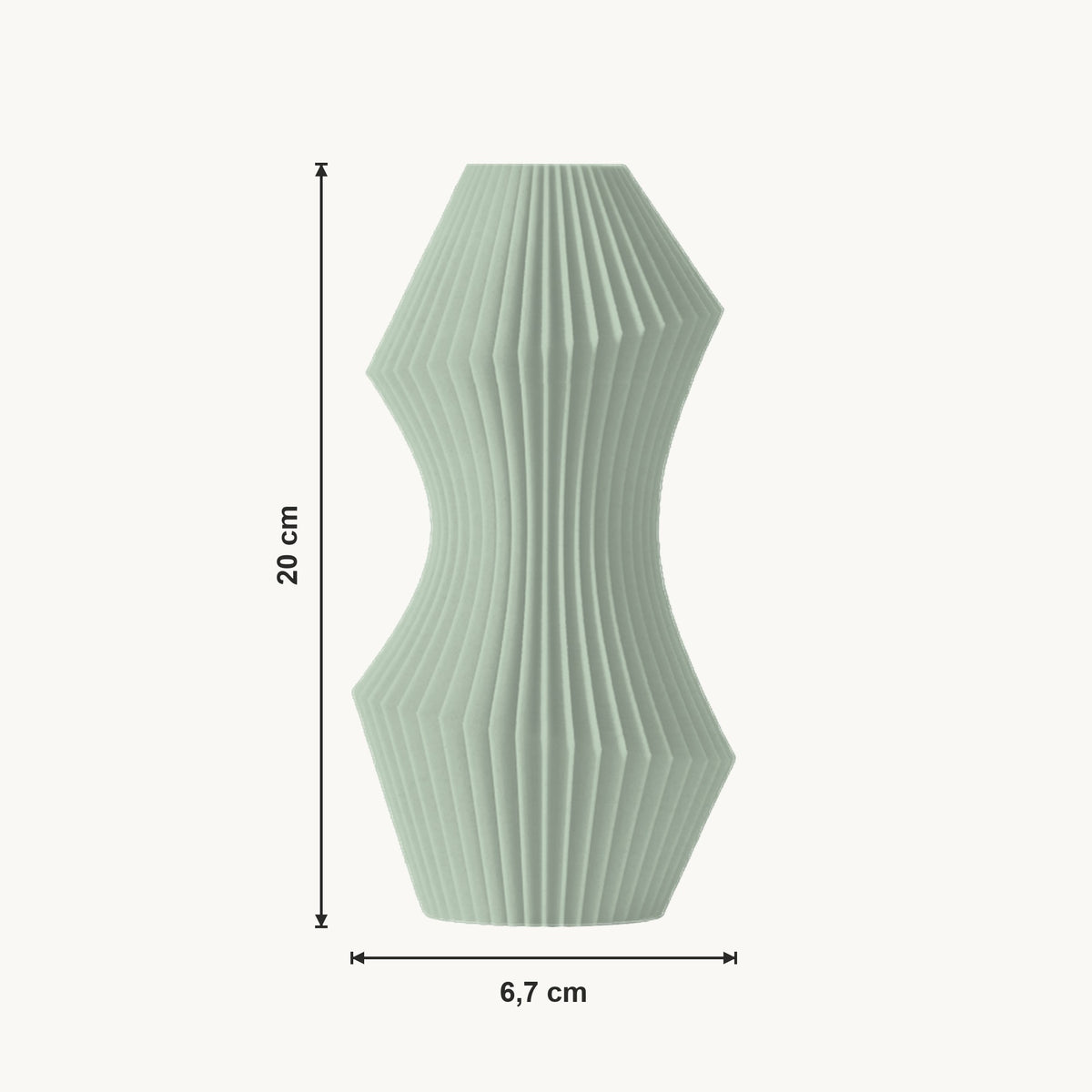 Lorin - Gegroefde Taps Toelopende Sculpturale Vaas — maat (salie-20cm)