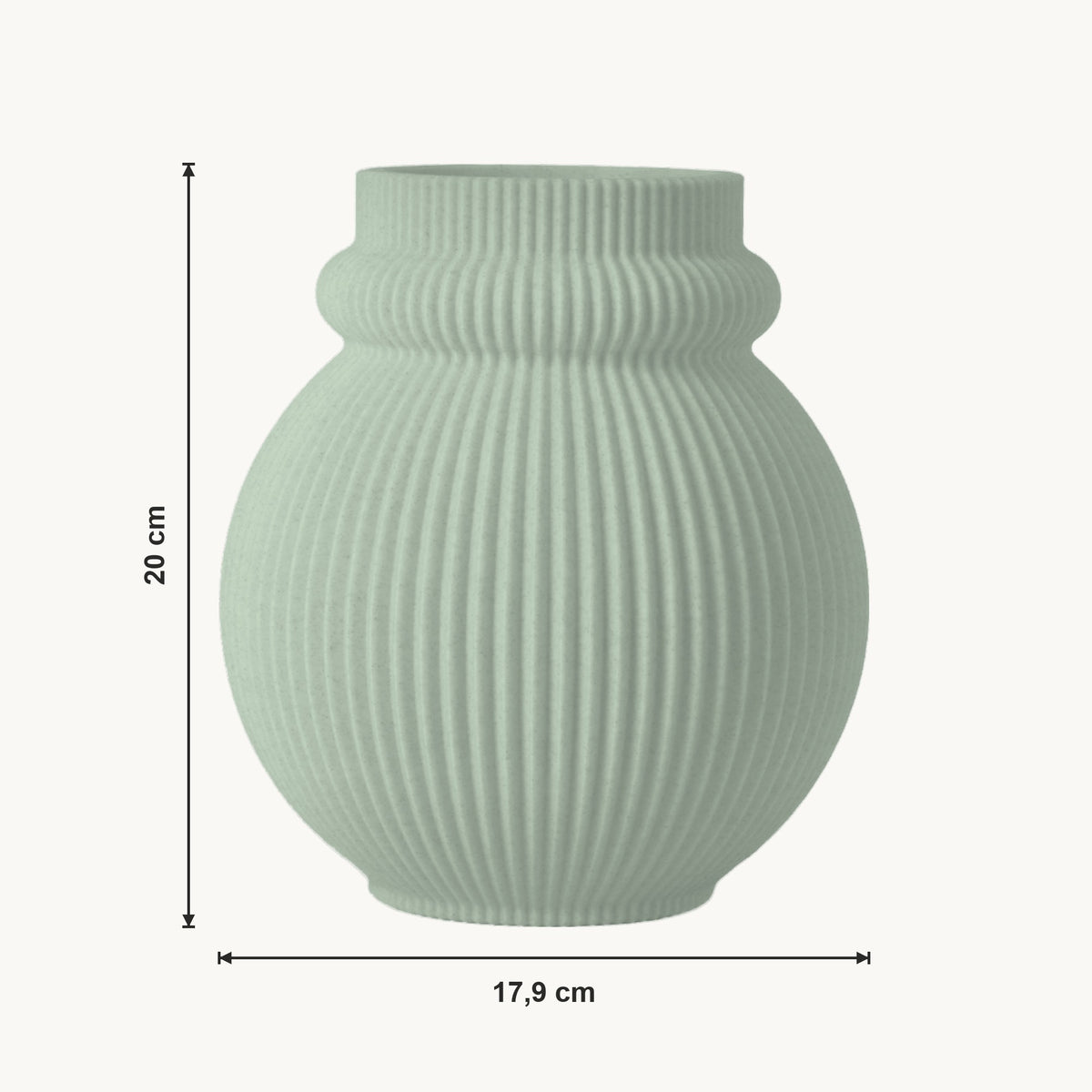 Karin - Geribbelde Volle Organische Vaas — maat (salie-20cm)