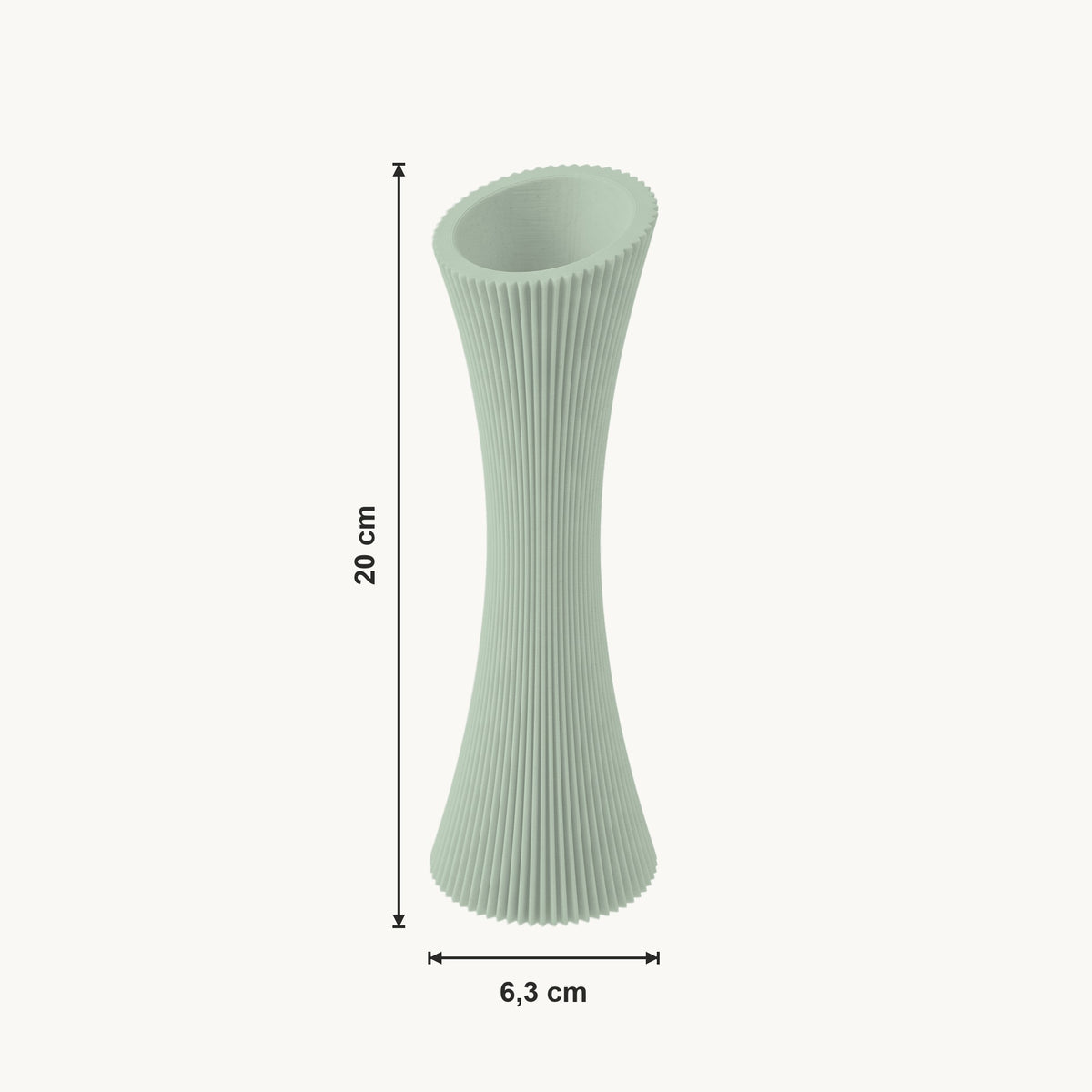 Talin - Gegroefde Taps Geribbeld Moderne Vaas — maat (salie-20cm)
