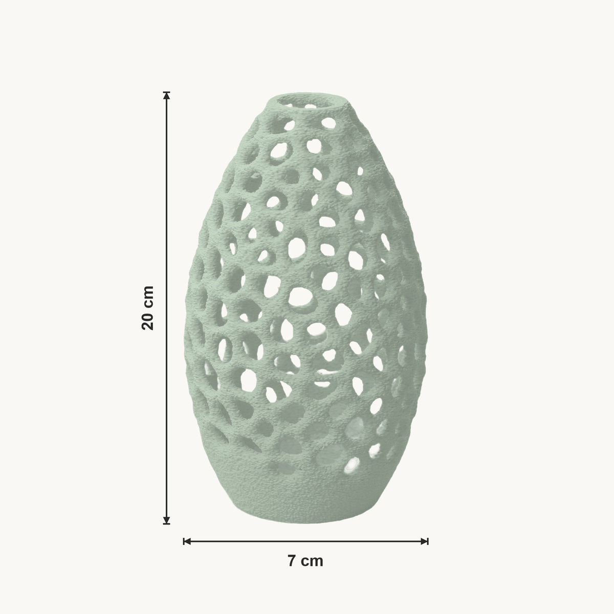 Petra - Geperforeerde Taps Toelopende Sculpturale Vaas — maat (salie-20cm)