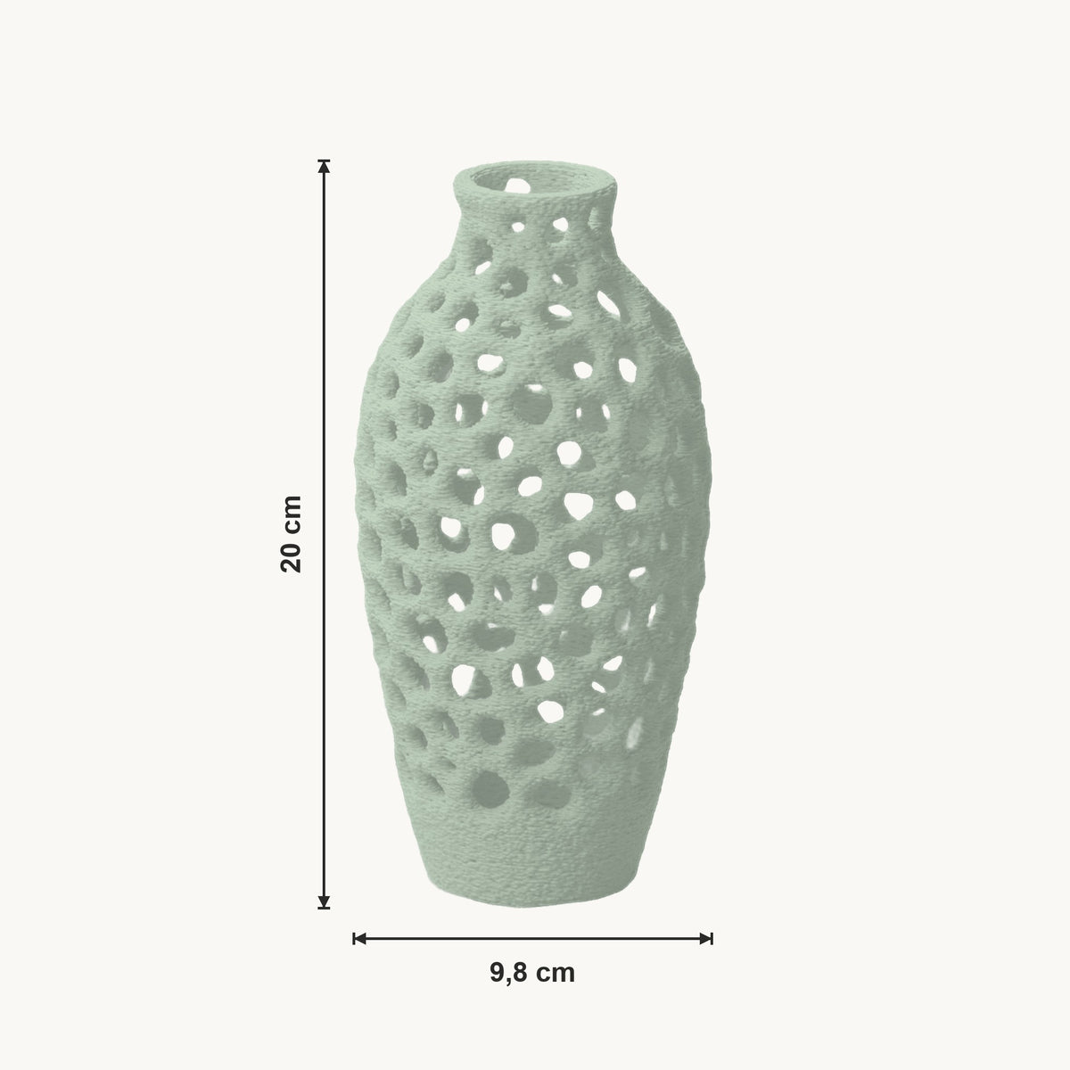 Ulani - Geperforeerde Organische Sculpturale Vaas — maat (salie-20cm)