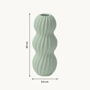 Runa - Golvend Geribbelde Organische Vaas — maat (salie-20cm)