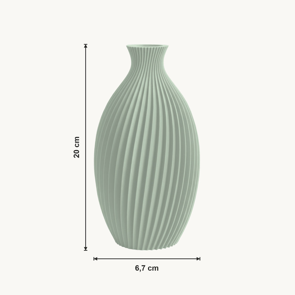 Junes - Gegroefde Taps Toelopende Moderne Vaas — maat (salie-20cm)
