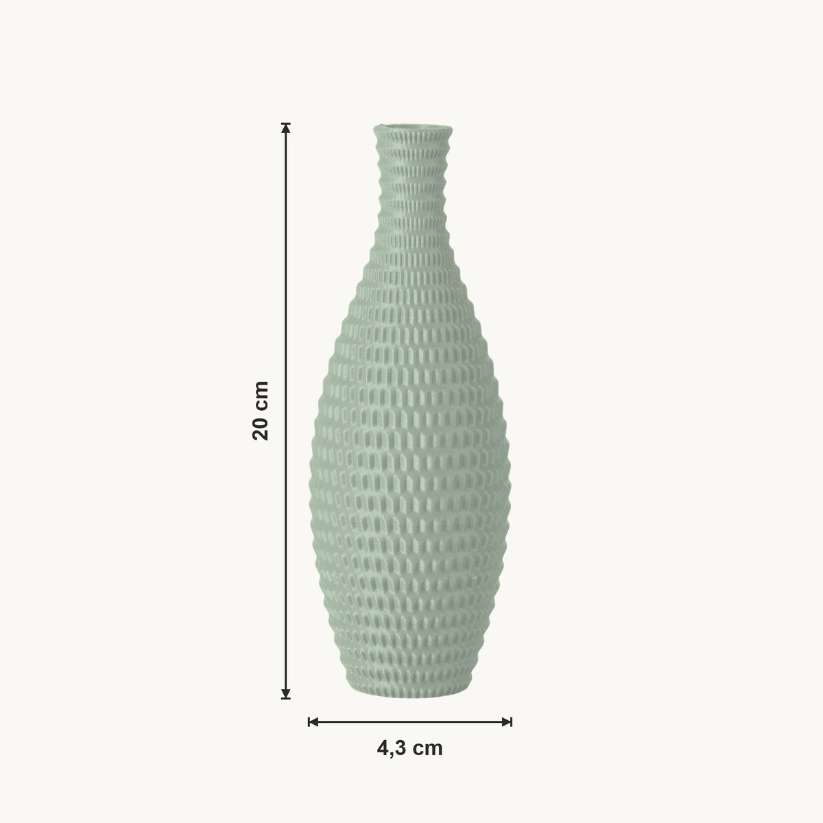Bronte - Conisch Taps Geribbelde Moderne Vaas — maat (salie-20cm)