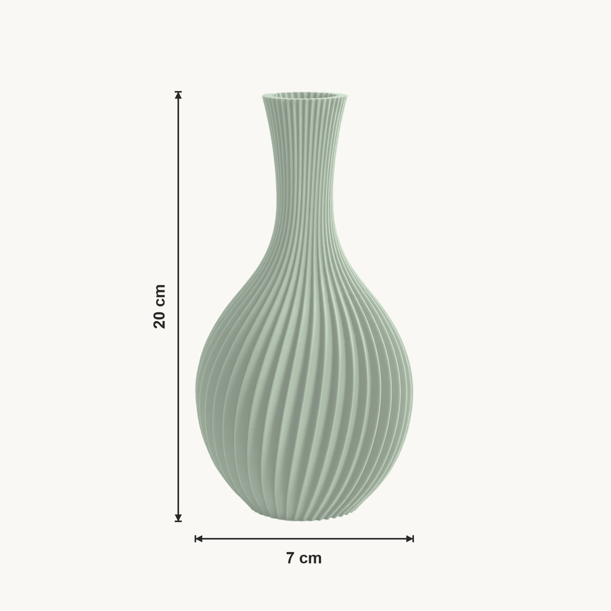 Iris - Spiraal Geribbelde Sculpturale Vaas — maat (salie-20cm)