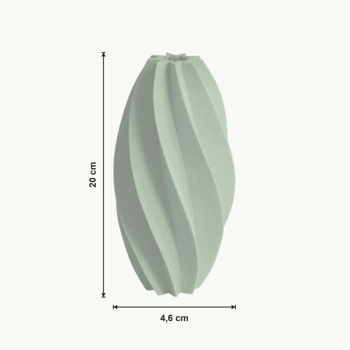 Ceris - Spiraalvormige Geribbelde Sculpturale Vaas — maat (salie-20cm)