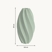 Ceris - Spiraalvormige Geribbelde Sculpturale Vaas — maat (salie-20cm)