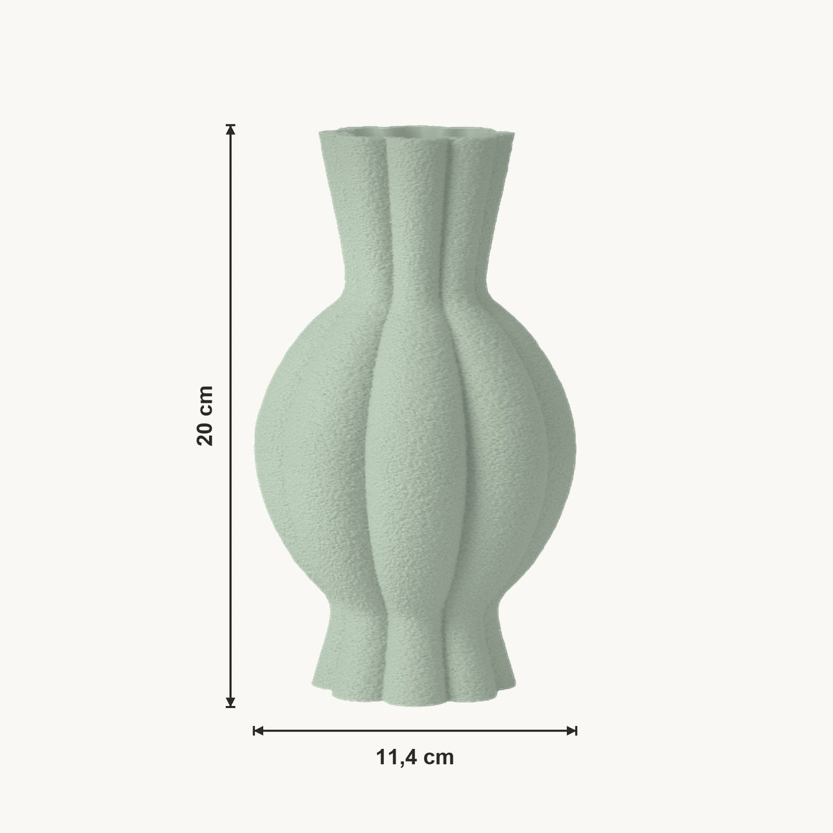 Galen - Gegroefde Sculpturale Moderne Vaas — maat (salie-20cm)