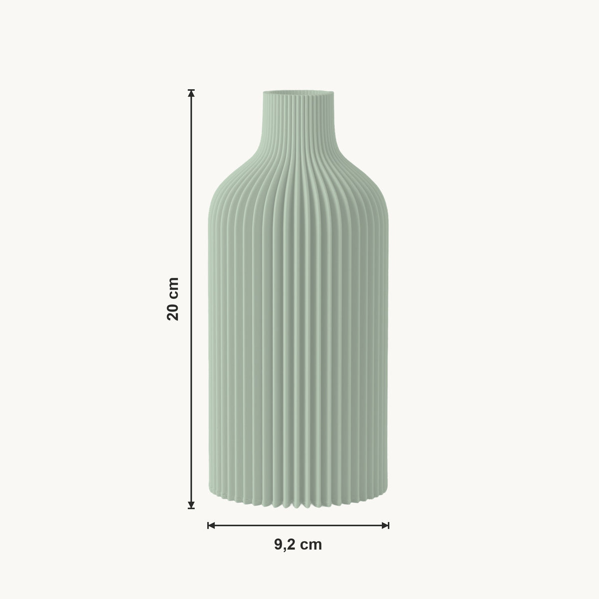 Evren - Verticaal Geribbelde Organische Vaas — maat (salie-20cm)