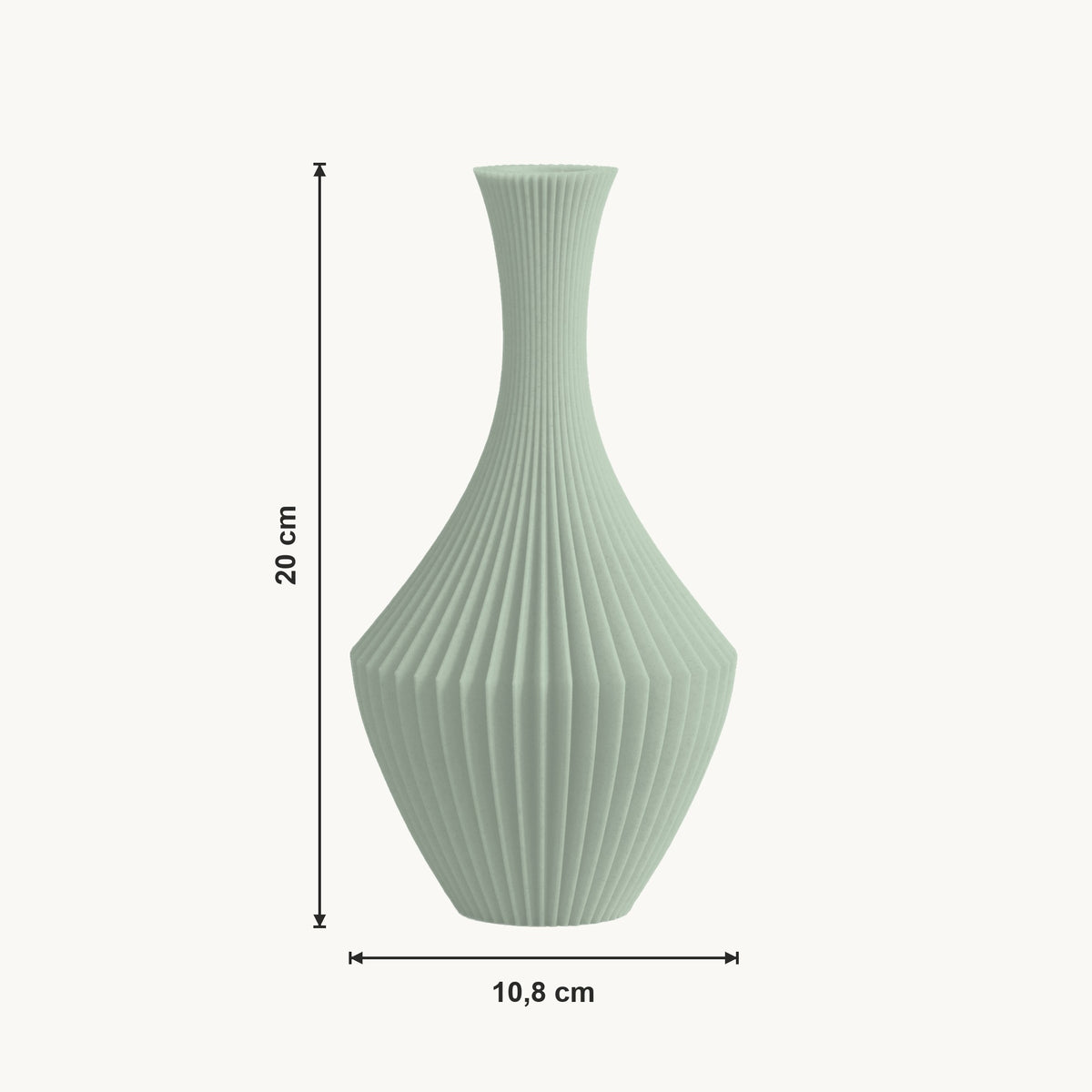 Nava - Gefacetteerde Symmetrische Sculpturale Vaas — maat (salie-20cm)
