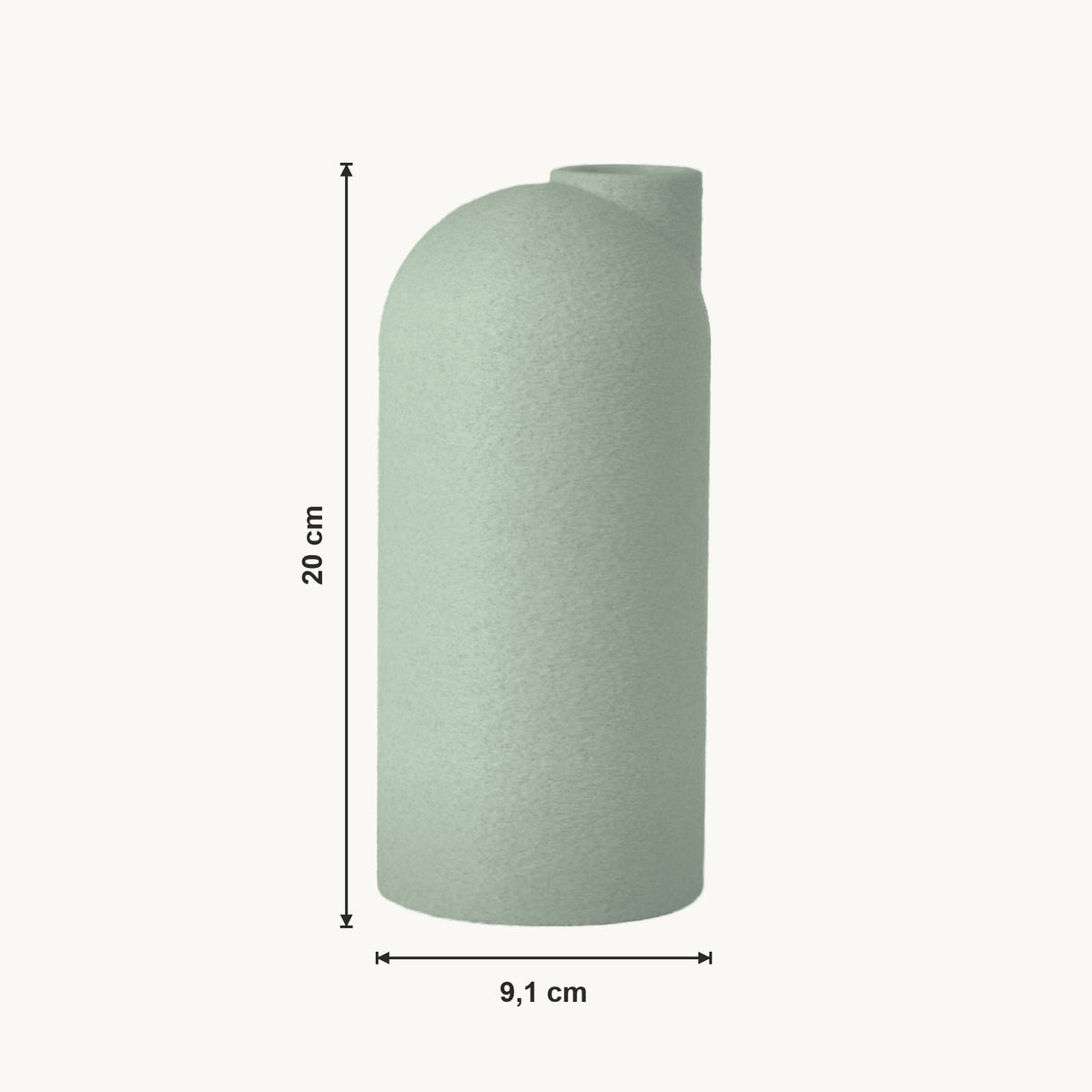 Liora - Gegroefde Asymmetrische Minimalistische Vaas — maat (salie-20cm)
