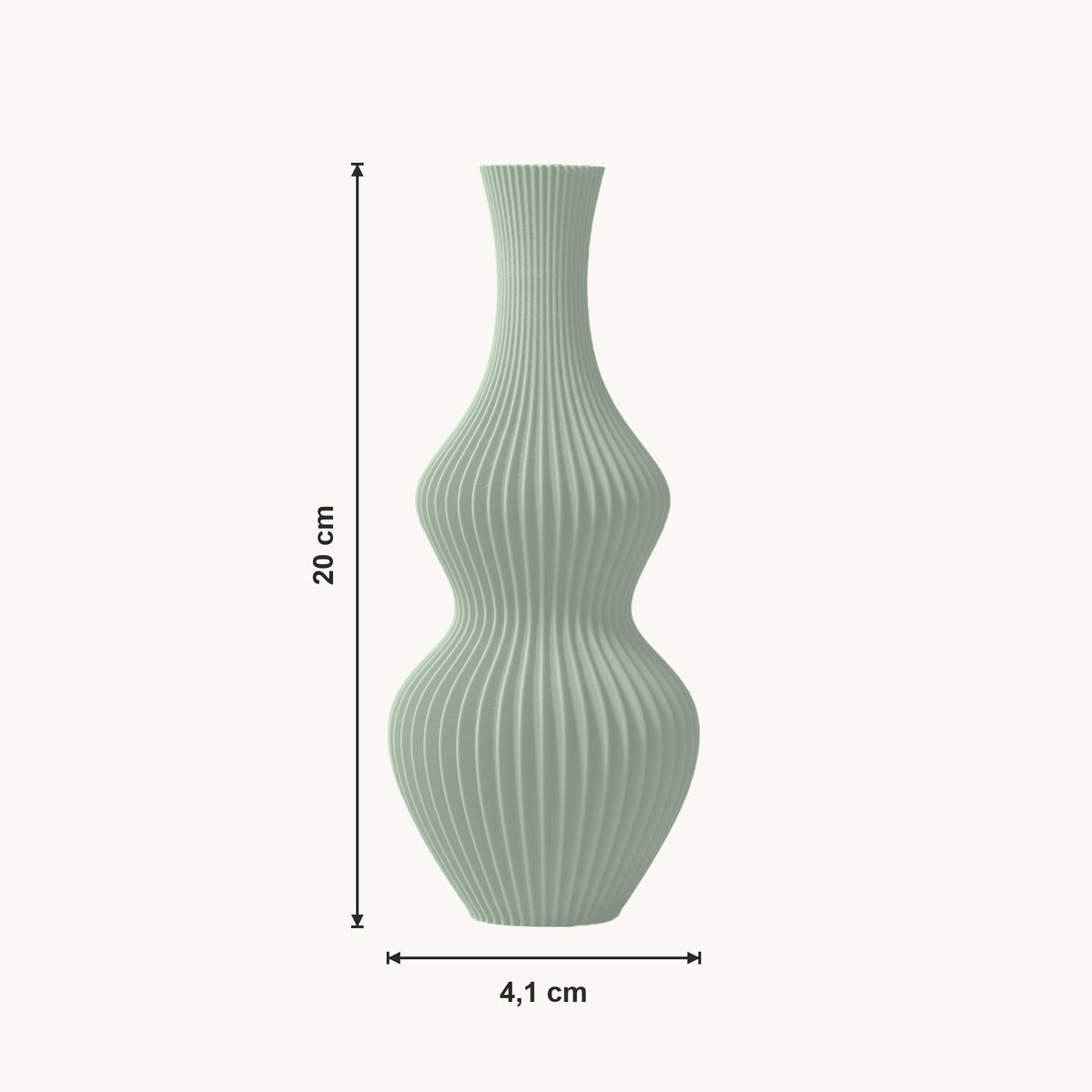 Oriel - Golvende Geribbelde Sculpturale Vaas — maat (salie-20cm)
