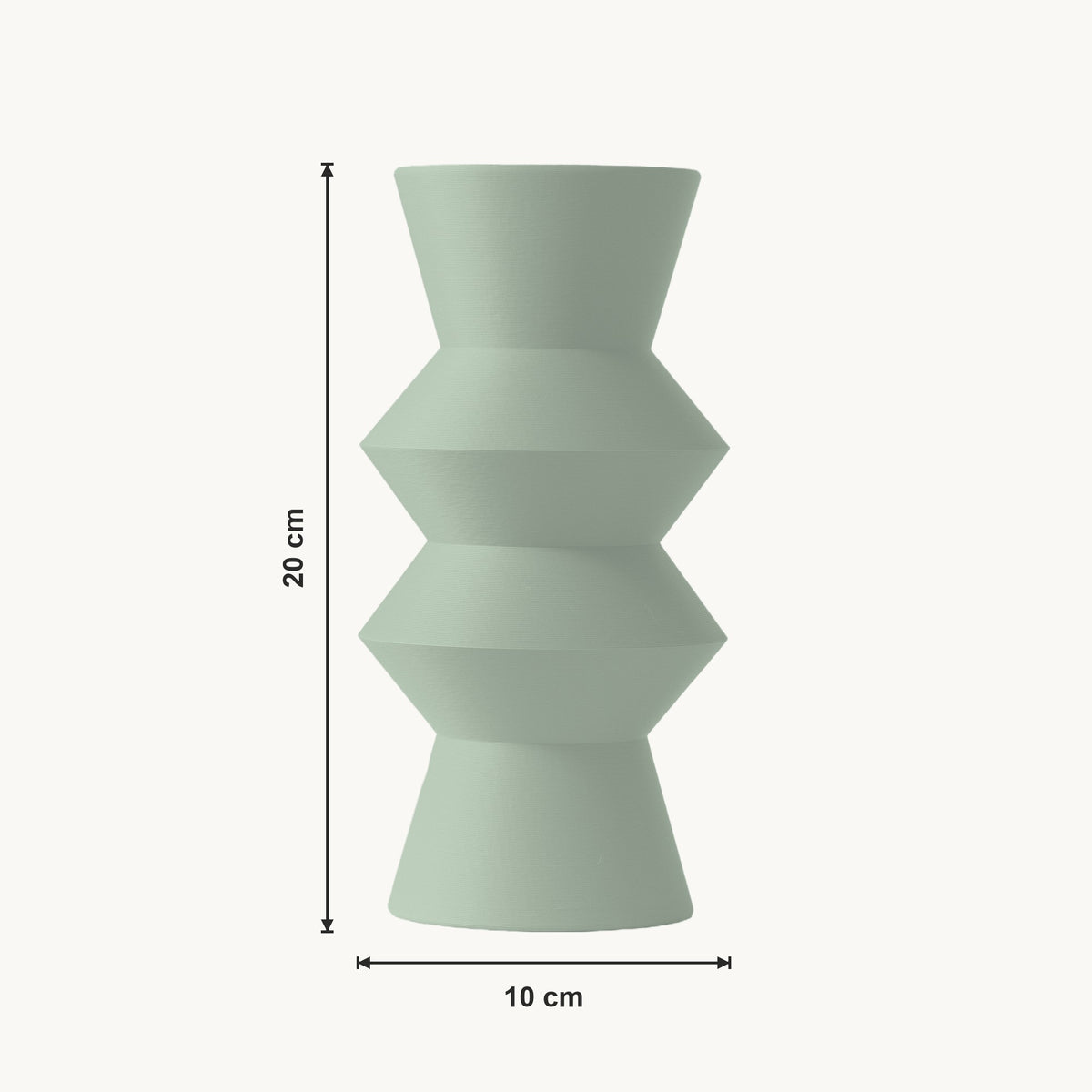 Quill - Horizontaal Geribbelde Gestapelde Geometrische Moderne Vaas — maat (salie-20cm)