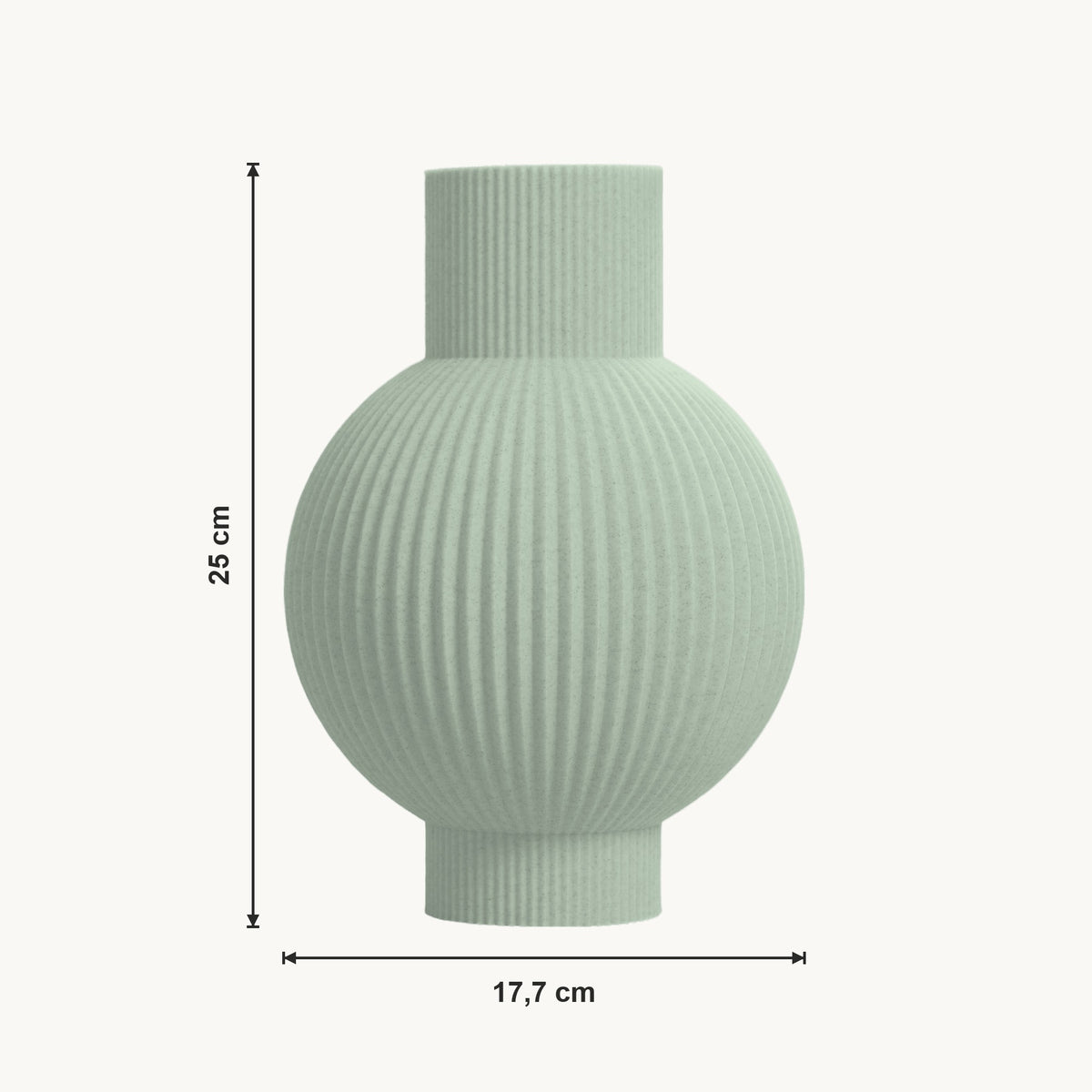Varen - Geribbelde Bolle Minimalistische Moderne Vaas — maat (salie-25cm)