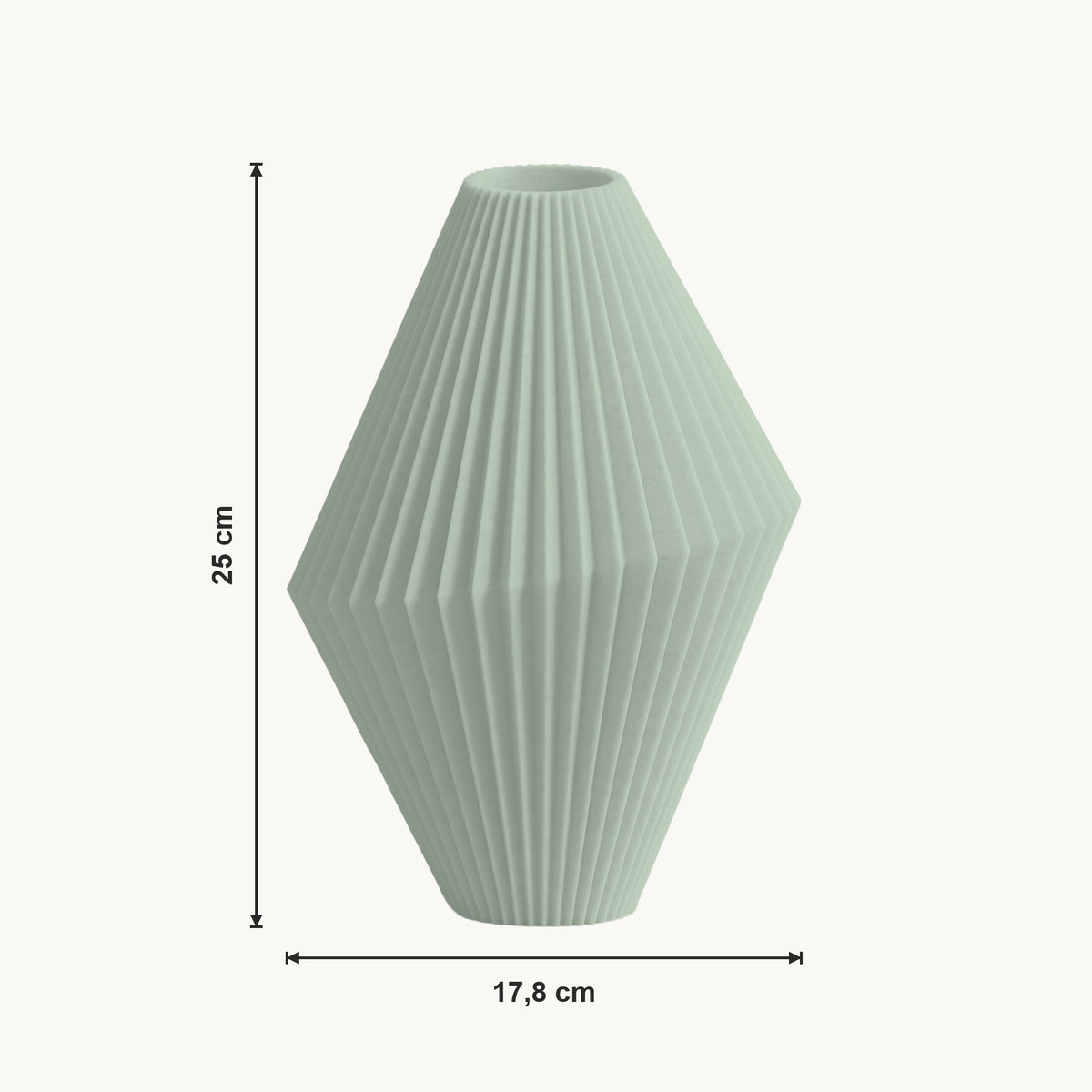 Milo - Gefacetteerde Geribbelde Sculpturale Vaas — maat (salie-25cm)