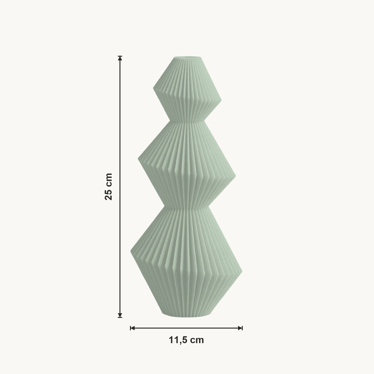 Sera - Gefacetteerde Zandloper Geometrische Vaas — maat (salie-25cm)