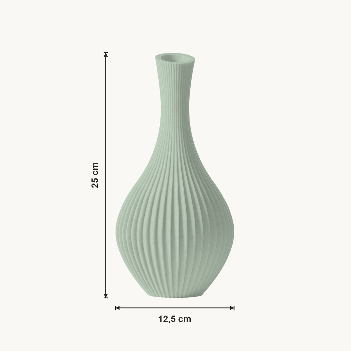 Elori - Gegroefde Taps Toelopende Organische Vaas — maat (salie-25cm)