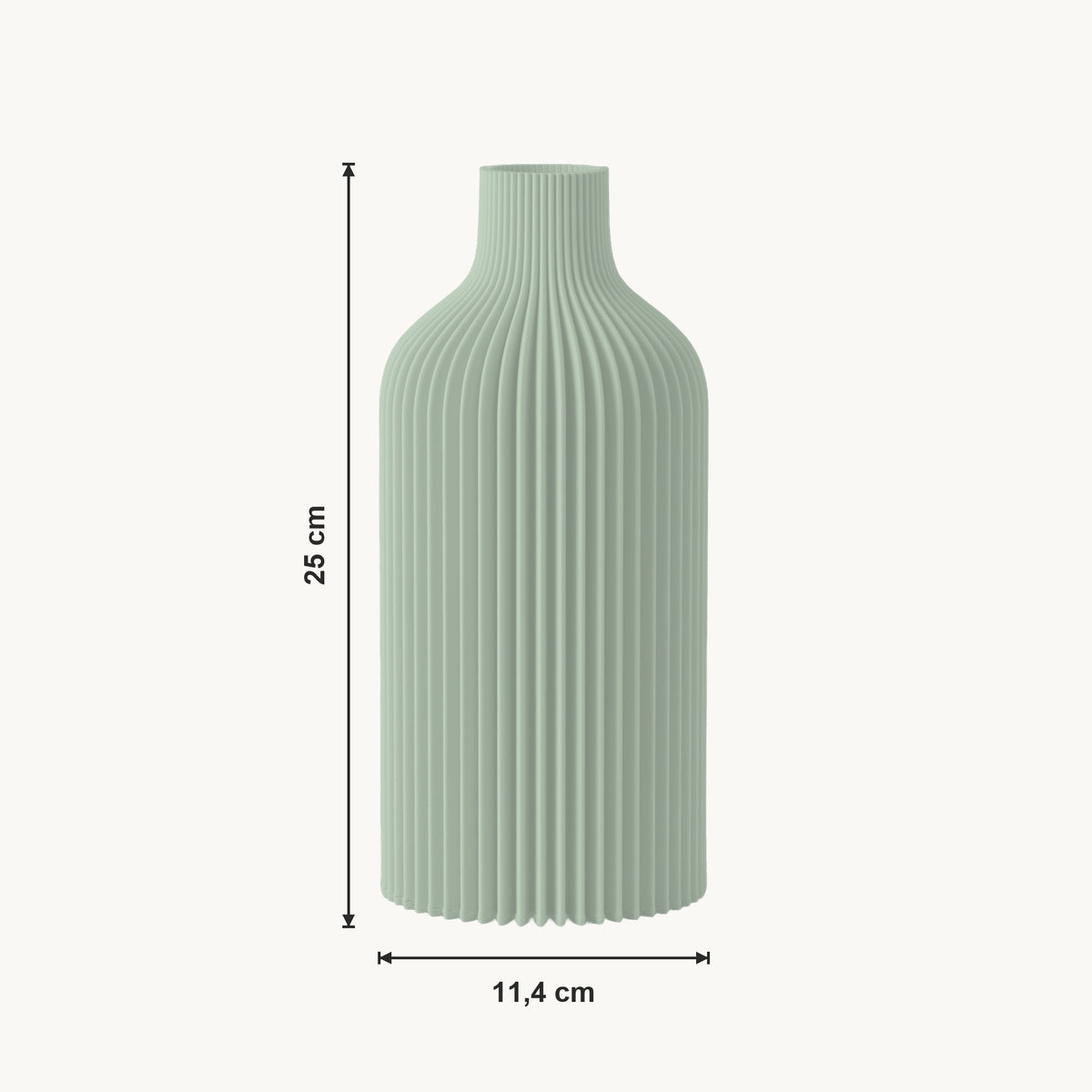Evren - Verticaal Geribbelde Organische Vaas — maat (salie-25cm)