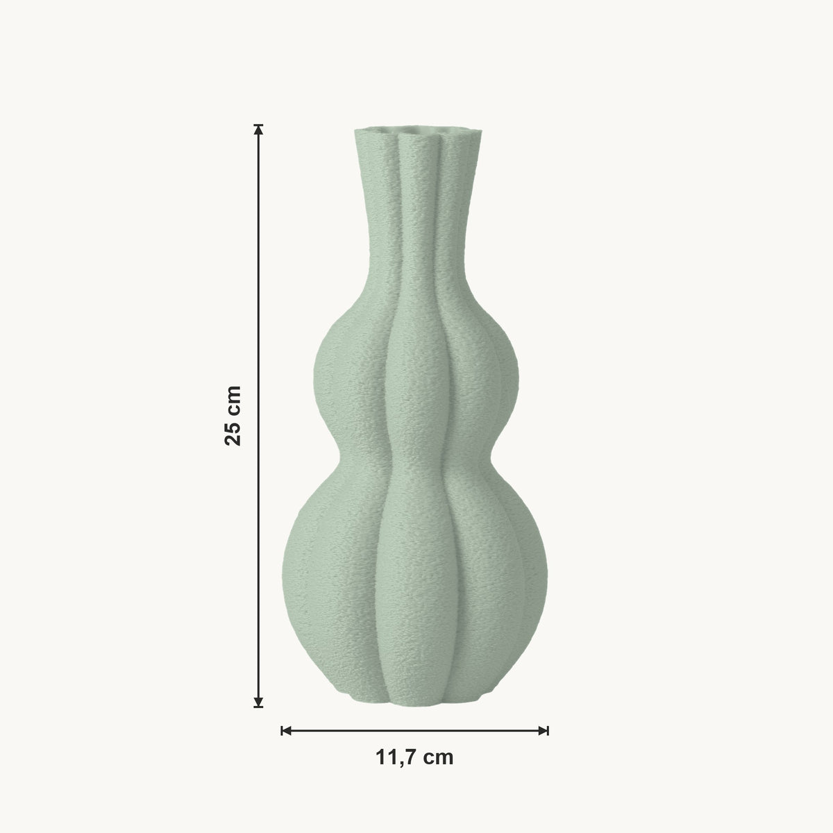 Ember - Geribbelde Organische Sculpturale Vaas — maat (salie-25cm)