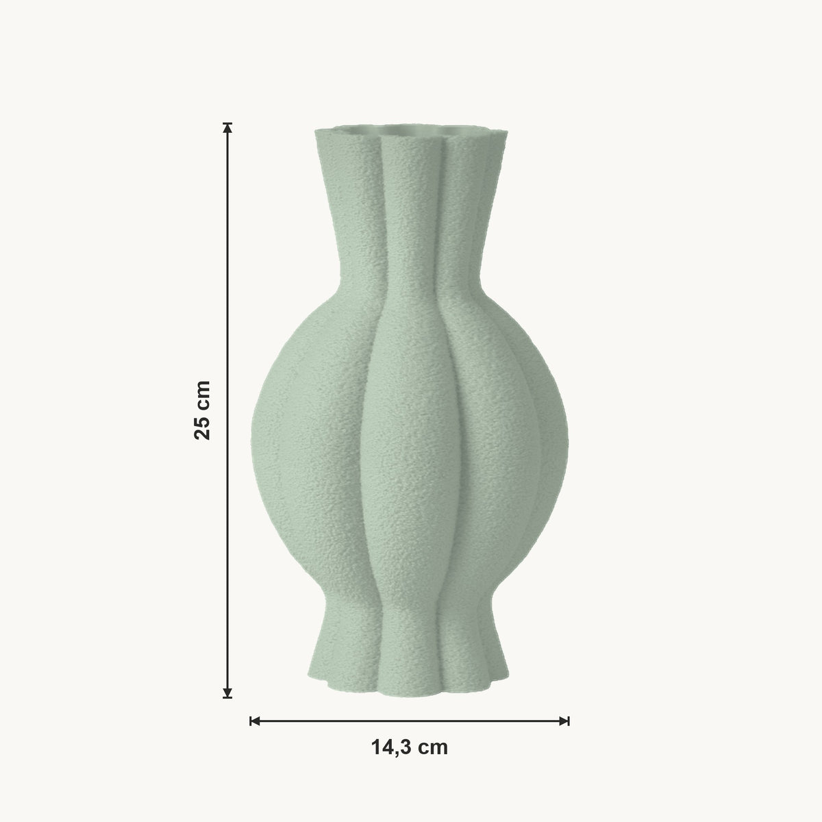 Galen - Gegroefde Sculpturale Moderne Vaas — maat (salie-25cm)