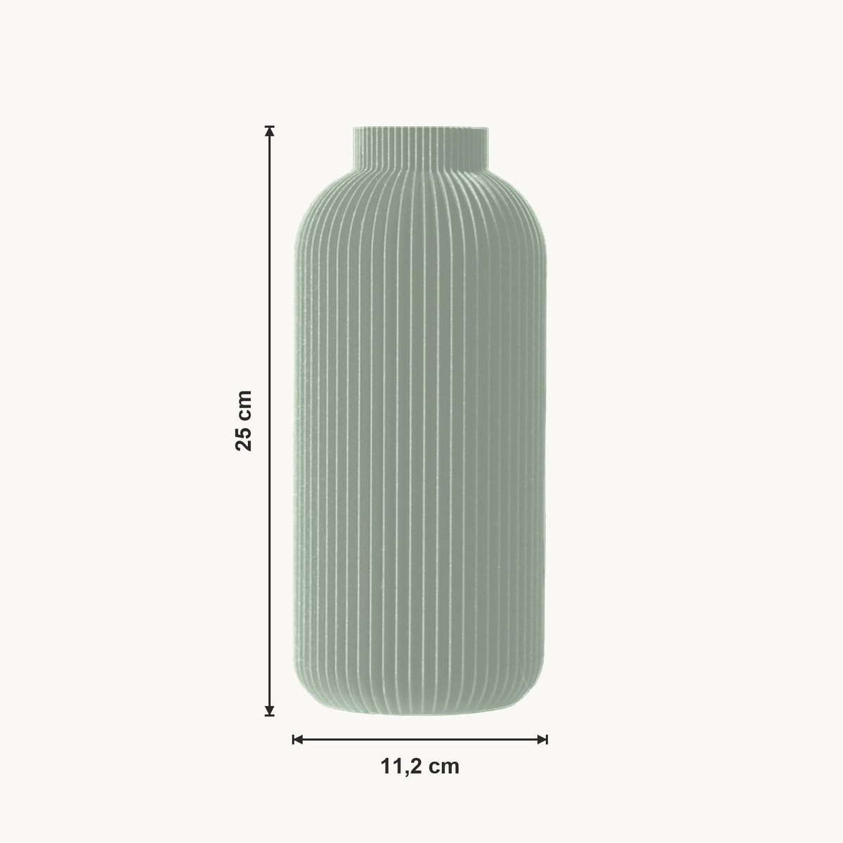 Maren - Verticaal Geribbelde Gestroomlijnde Minimalistische Vaas — maat (salie-25cm)
