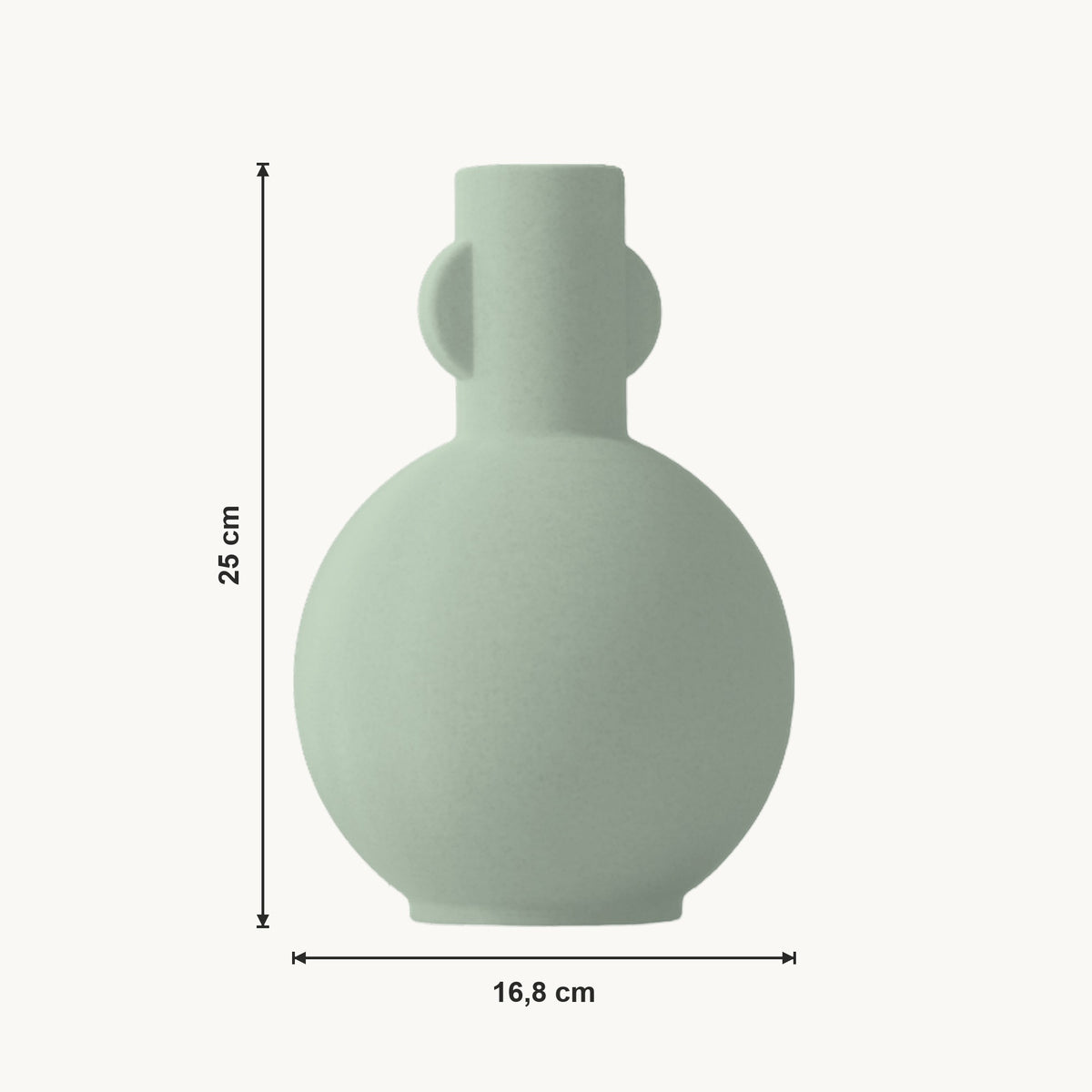 Nessa - Bolvormige Taps Sculpturale Moderne Vaas — maat (salie-25cm)