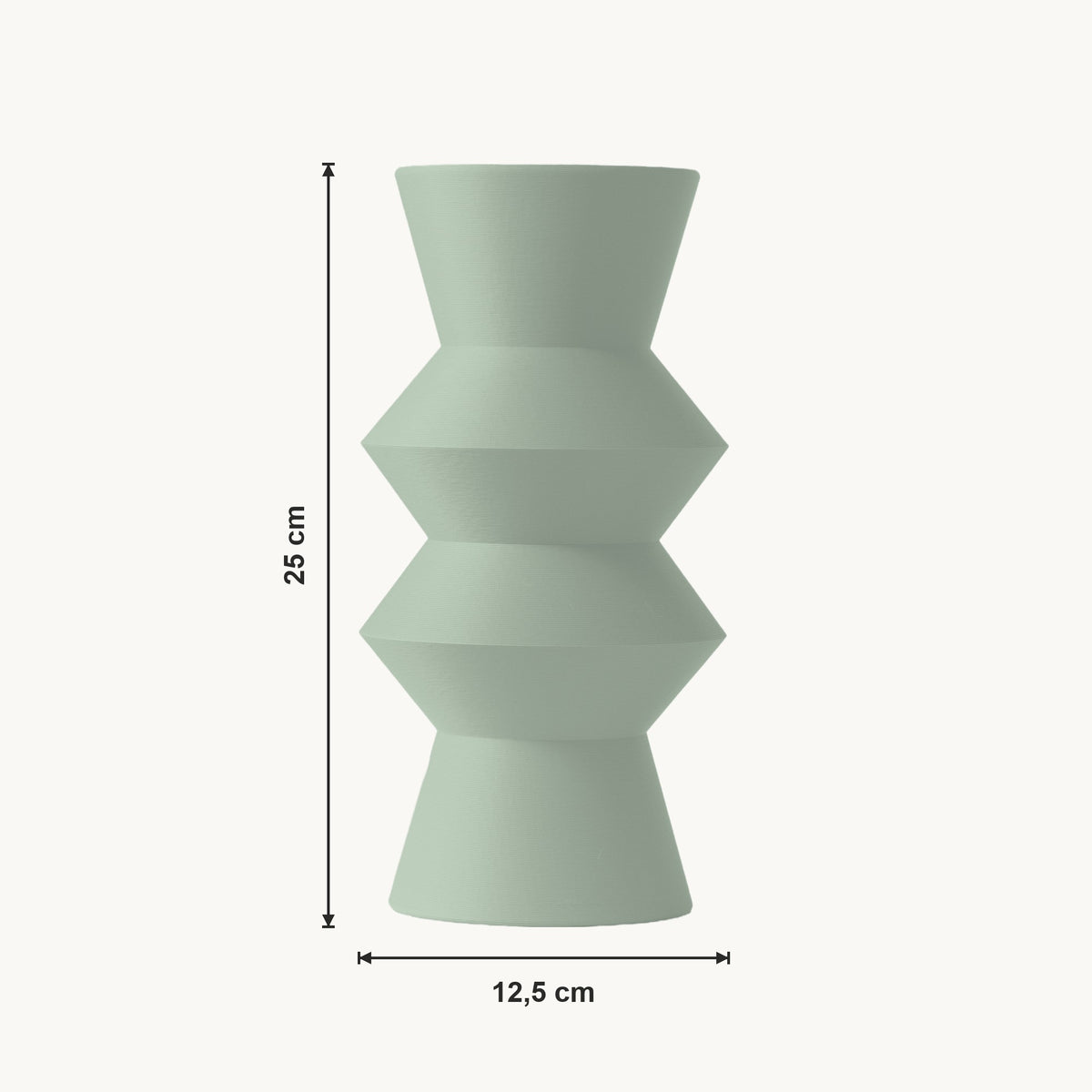 Quill - Horizontaal Geribbelde Gestapelde Geometrische Moderne Vaas — maat (salie-25cm)